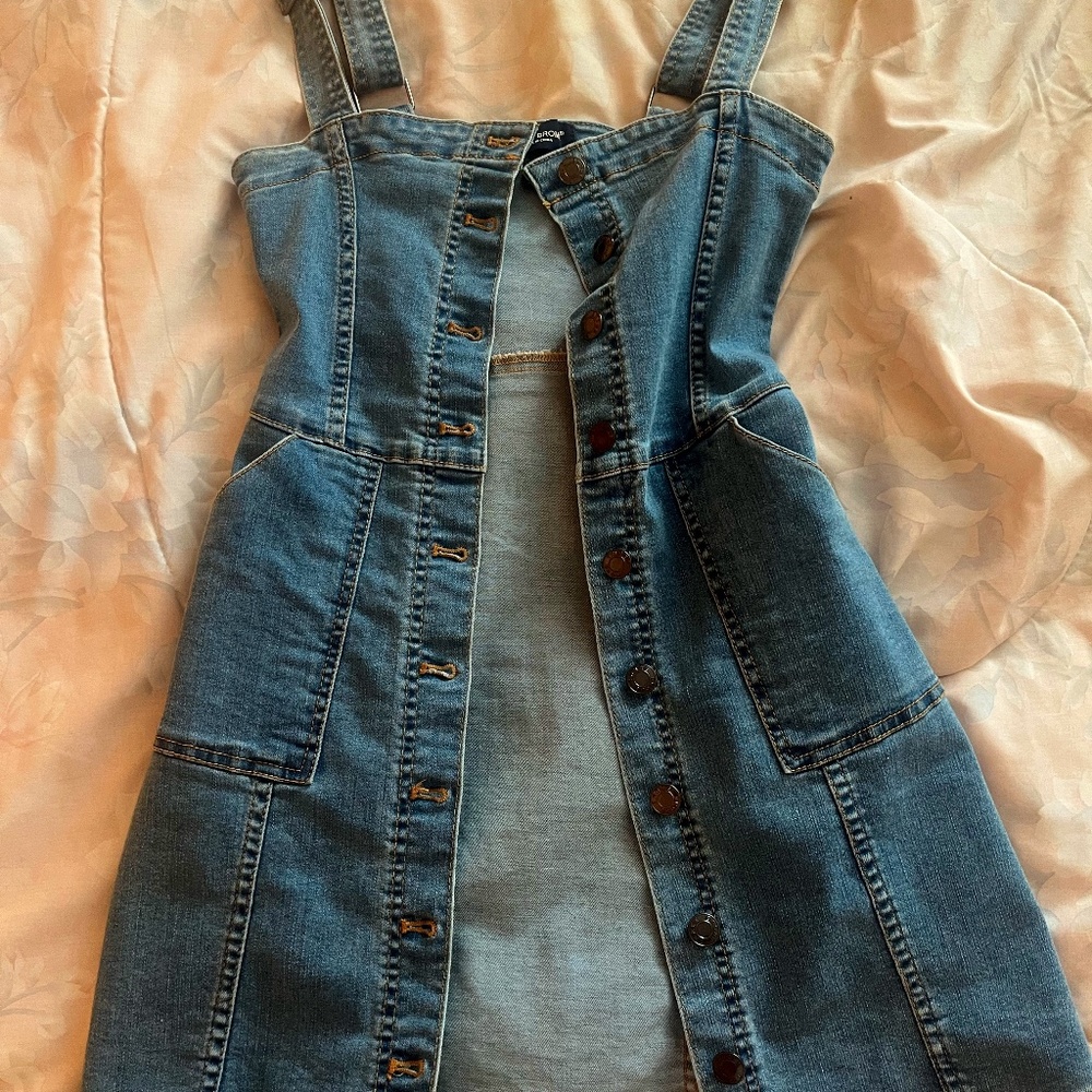 Denim button up dress (small)